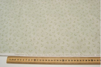 Henry Glass cotton fabric, Tranquil Garden, Dusty mint fern